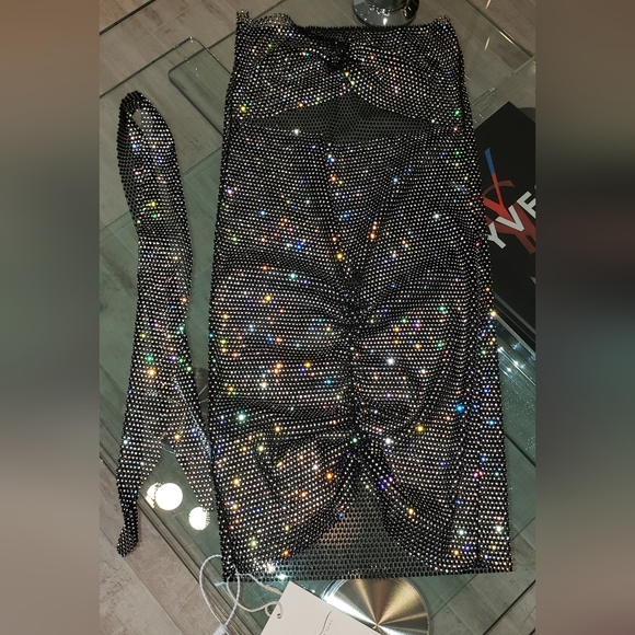 NWT - Sparkling Crystal Mesh multi ware Dress with Scarf Detail - Picture 5 of 8